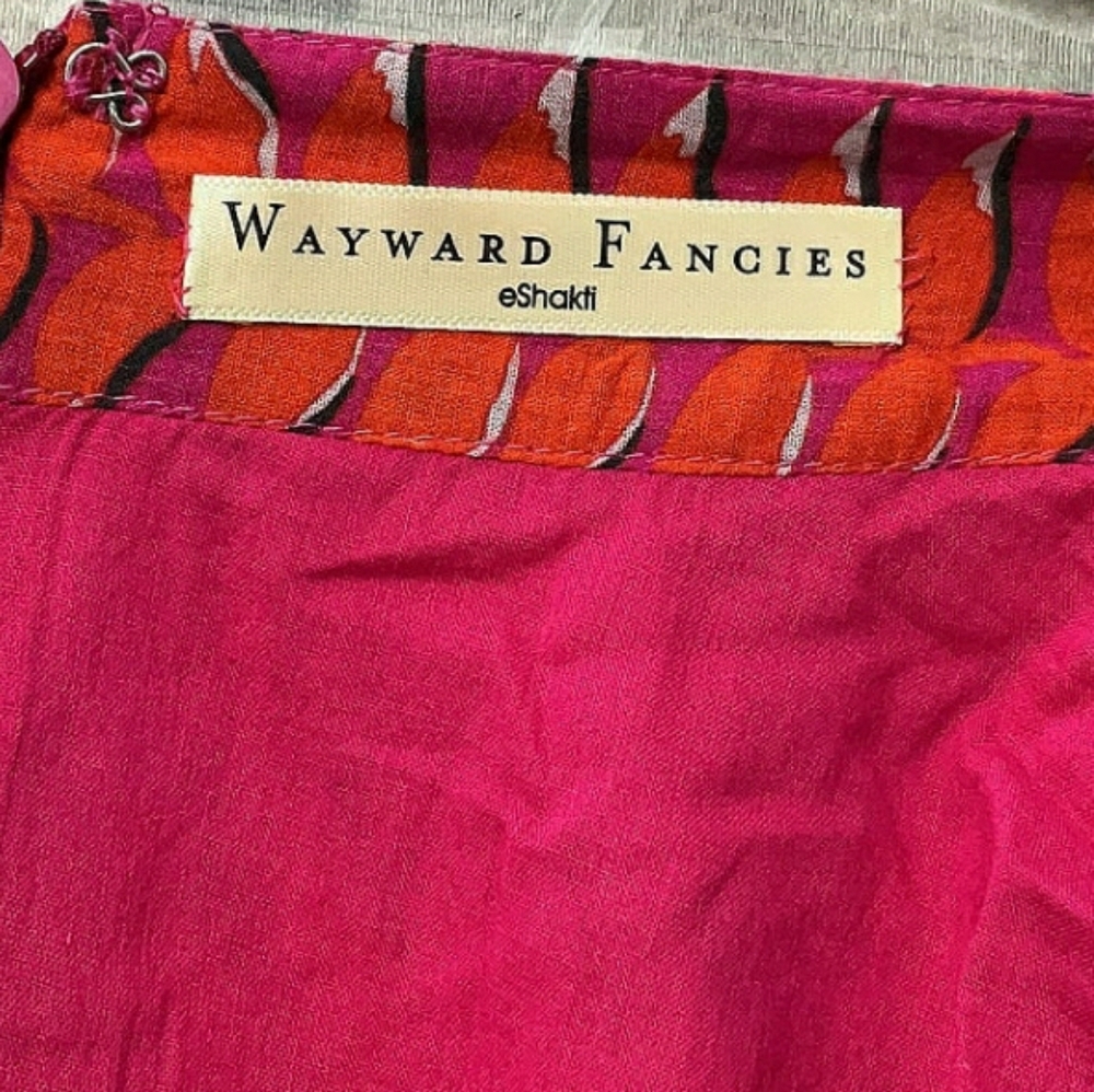 Wayward Fancies Deep Plunge Cotton Pink and Red Midi Dress Medium - Picture 3 of 3